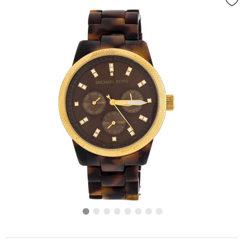 Michael kors steel jet tortoise shell wristwatch
